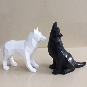 Black and White Wolf Figurines