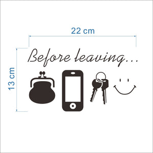 Before Leaving Wall Stickers Reminder