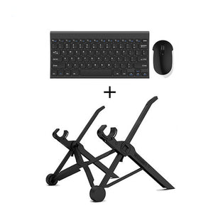 Folding Adjustable Laptop Holder With Wireless Keyboard and Mouse