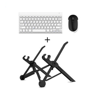 Folding Adjustable Laptop Holder With Wireless Keyboard and Mouse