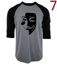 V for Vendetta Guy Fawkes Anonymous Three Quarter Sleeve Tee