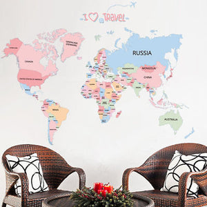 Colorful World Map Wall Art